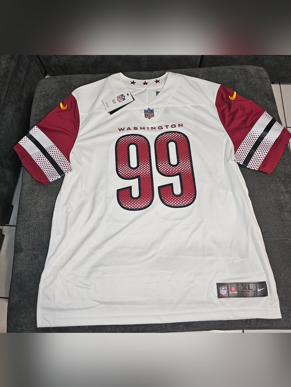 Washington #99 Football Jersey - White and Burgundy